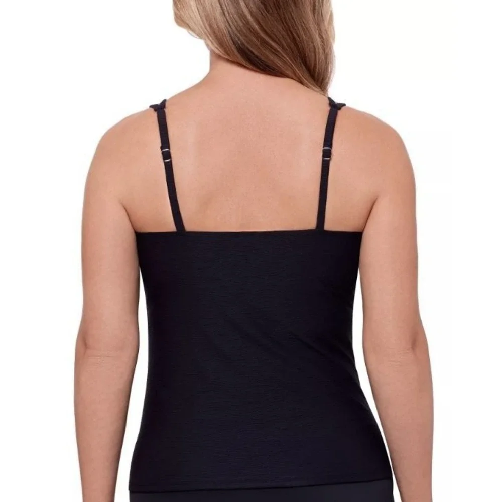 Swim‎ Solutions Women's Tunnel Scoop Neck Tankini Top in Black Size 16 - Picture 3 of 9